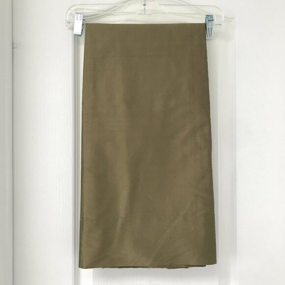(Set of x2) Olive 100% Silk Drapes / Curtains 50" x 84" - Picture 1 of 6